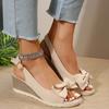 Fashion Fashion Women's Shoes Women Bow Knot Thick Bottom Sandals Back Strap Wedge Open Toe Sandal Female New Office Anti-Slip Sandalias