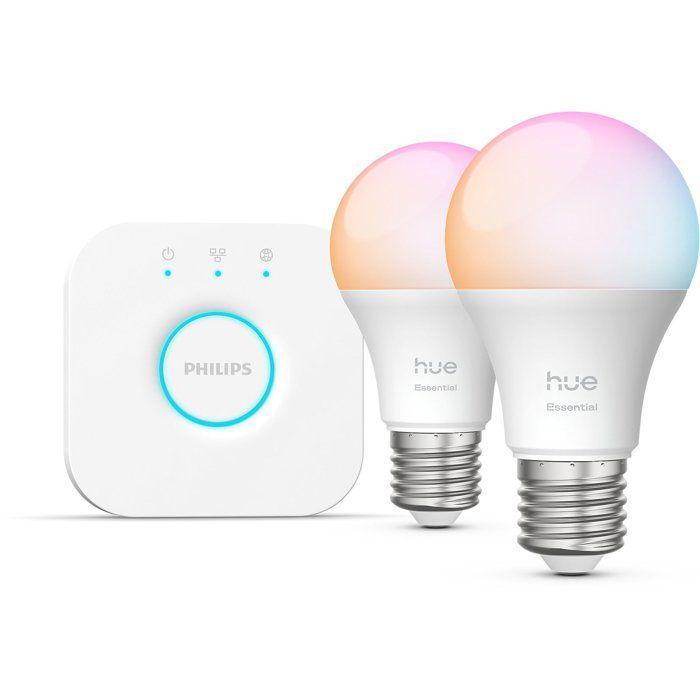 Starter-Kit - Philips Hue - 1 Bridge - 2 A60-Glühbirnen - Weißes und farbiges Licht