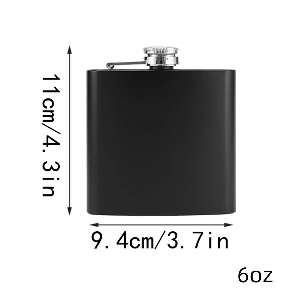 6OZ Stainless Steel Black Mini Hip Flask Alcohol Bottle Drinking Gift For Man Personalized LOGO Custom Made Laser Engraving