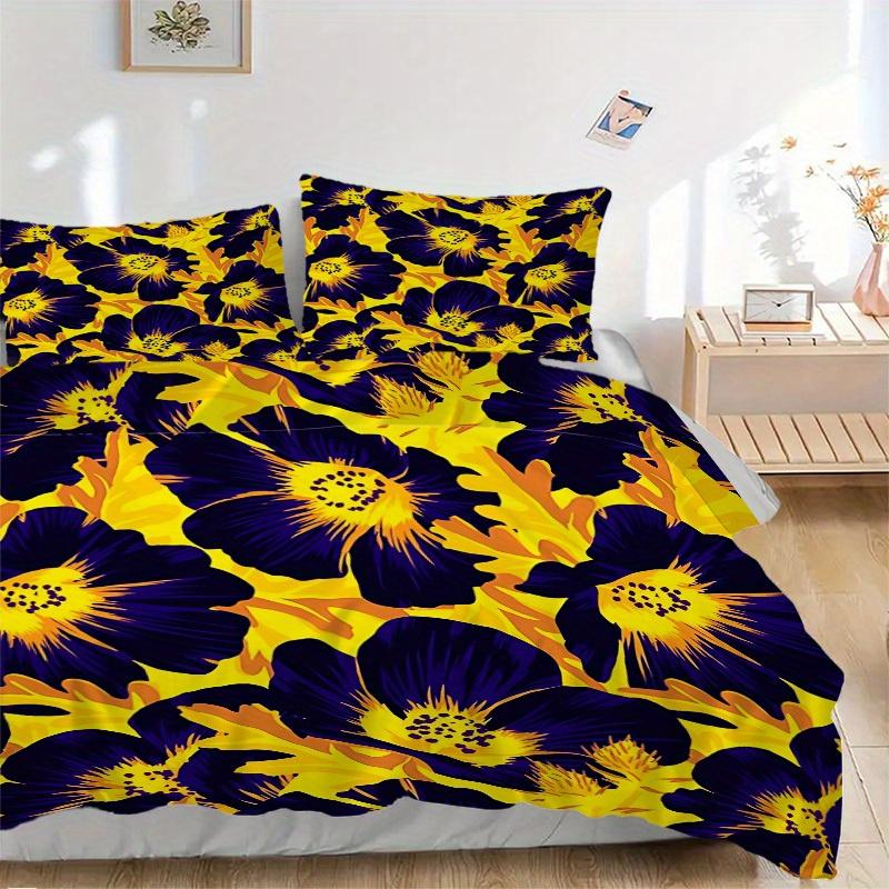 

3Pcs Floral Pattern Printed Bedding Set, Breathable And Soft,(Includes 1 Duvet Cover And 2 Pillowcases, Quilt Not Included) yy250815160 135x200cm