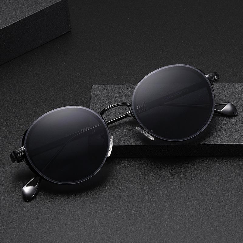 Vintage Oval Frame Men'S Sunglasses Premium Side Bag Small Frame Sunglasses Fashion Trendy Metal Full Frame Glasses