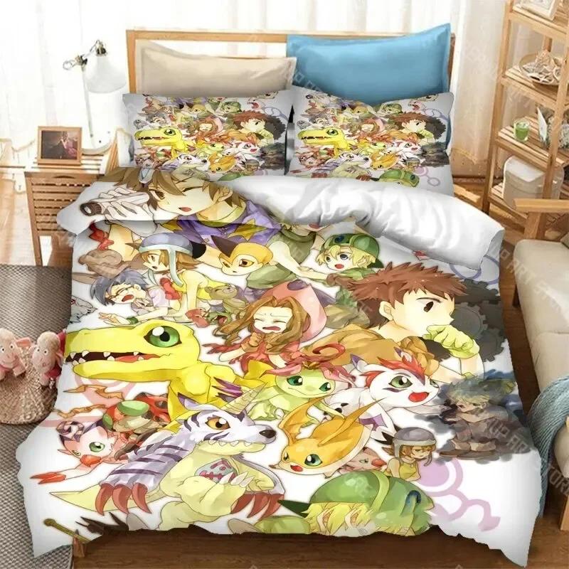 3D Print Digimon Adventure Bedding Set Boys Girls Twin Queen Size Duvet Cover Pillowcase Bed Kids Adult Fashion Home