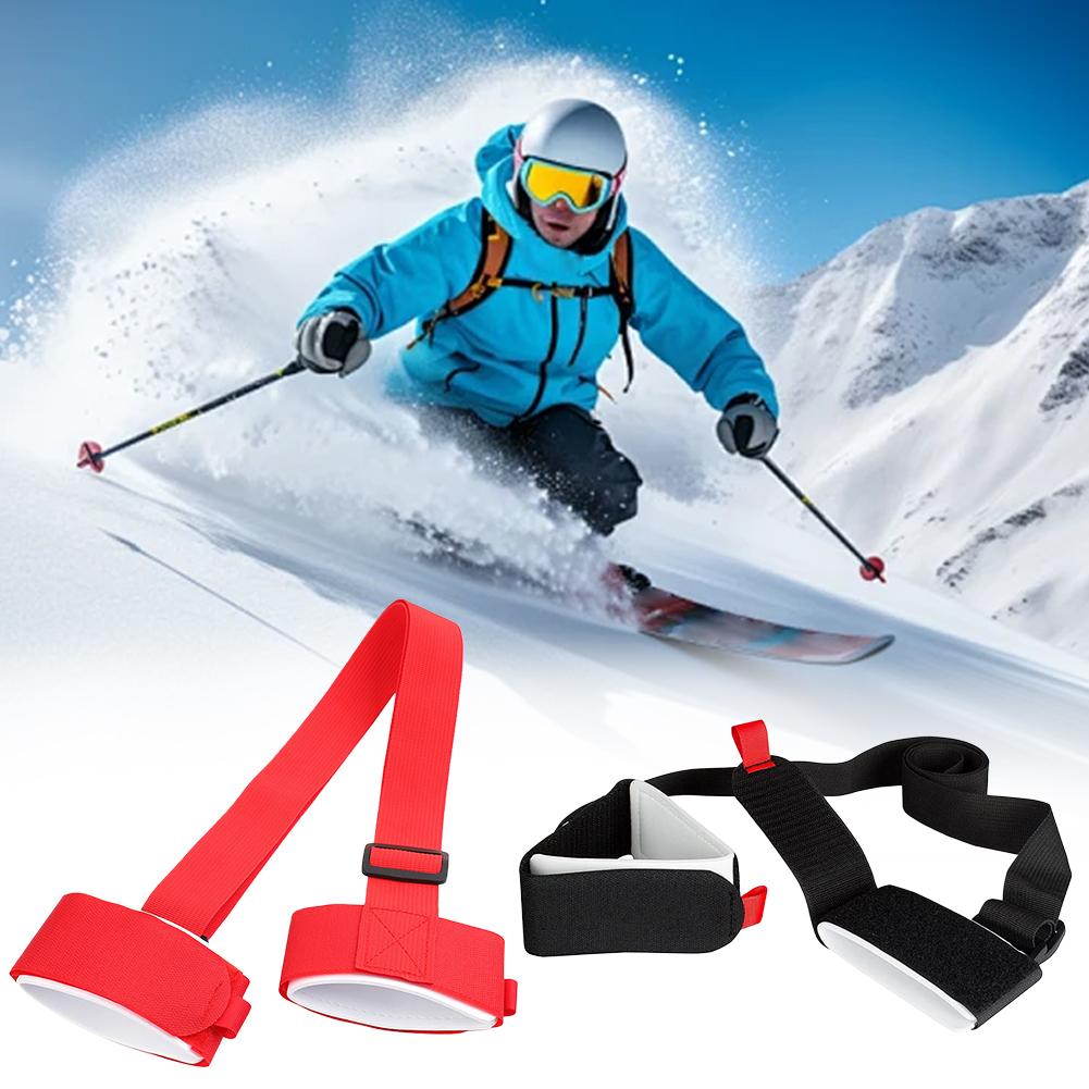 Skiing Pole Shoulder Hand Carrier Lash Handle Straps Shoulder Hook Nylon Loop Ski Handle Black Strap Protecting Adjustable Q6C8