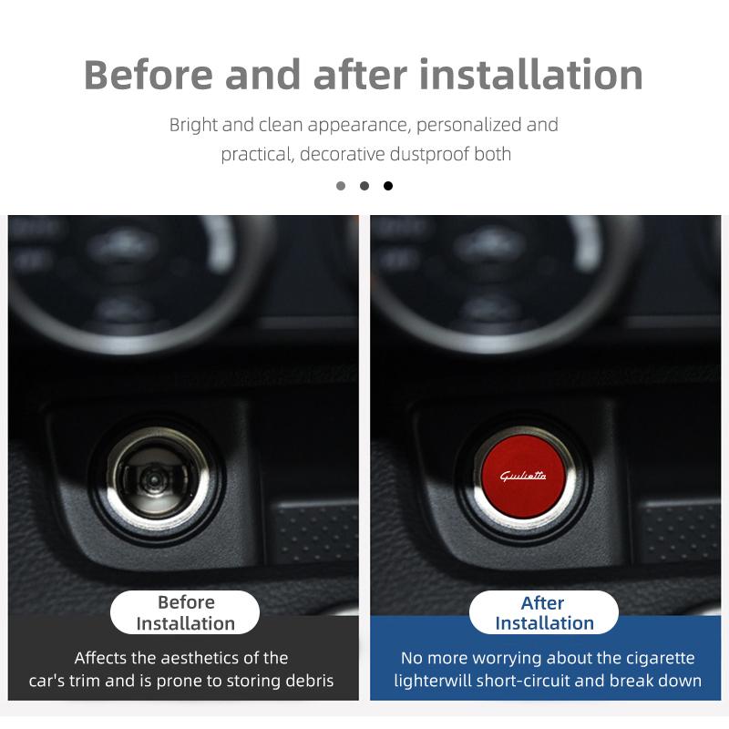 2026 Hot Sticker For Alfa Romeo Car Alloy Cigarette Lighter Plug Cover Dust Protection Cap Interior Accessories GT Stelvio F1 Br