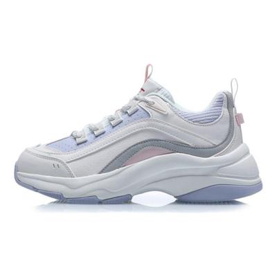 LiNing Aurora Wind Casual Comfortable Shock Absorption Non-Slip Low-Top Dad Shoes Women Sneaker White Blue Pink AGCQ494-2