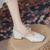 Fashion Low Heel Elegant Ladies Pumps Pearl Square Toe Women's Shoes Vacation on Offer Y2k High Quality Slip Spring Young Popular 39 Non