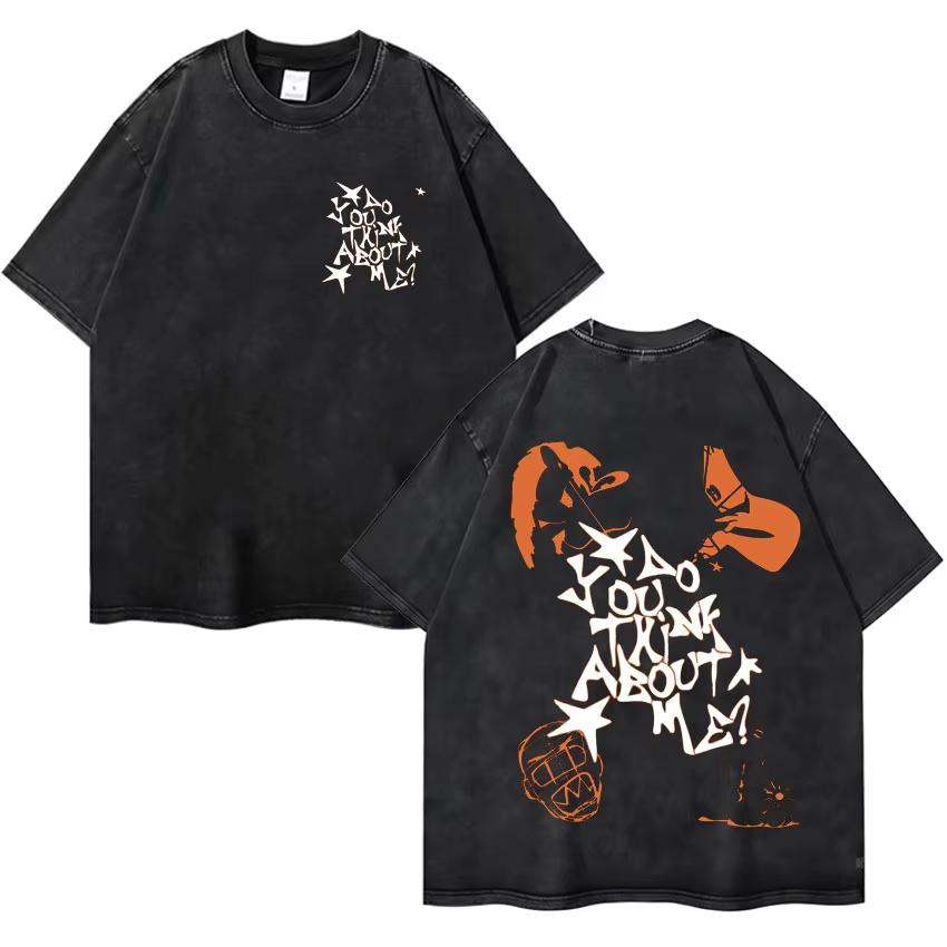 Rapper Nsqk Do You Think about Me Retro Fashion Casual Vintage Tshirt Mens Aesthetic Comfort Tshirts Pop Teenagers Y2K Tshrits