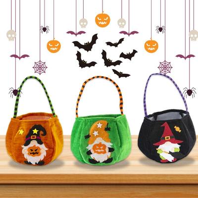 New Velvet Halloween Candy Bag Trick Or Treat With Handle Tote Bag Cosplay Props Gnome Halloween Gift Basket Kids Gifts