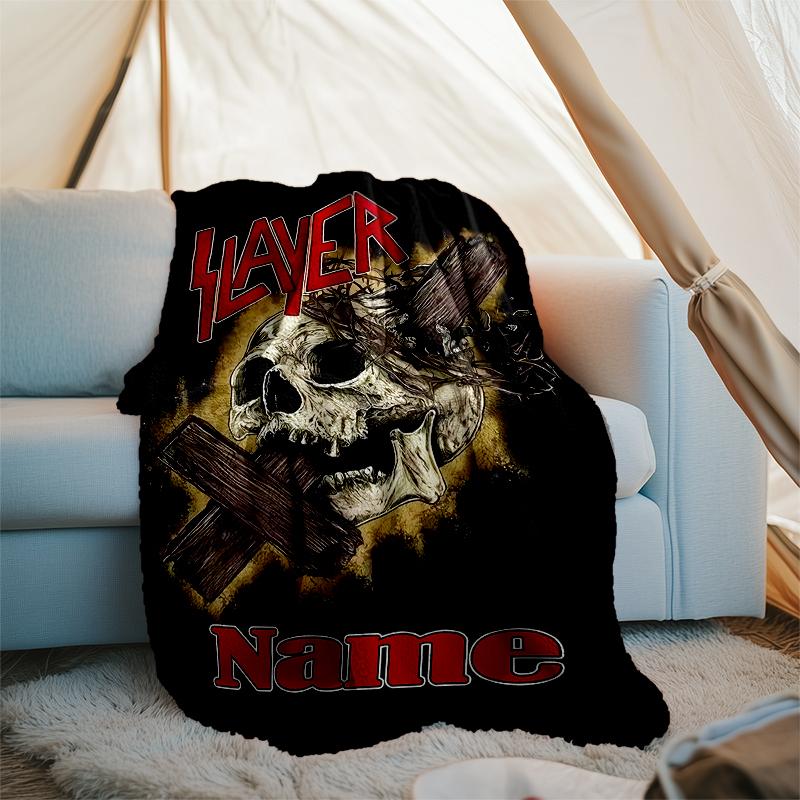 Personalized Custom Name Blanket - Slayer band Print Design,Blanket for Sofa,Bed,Travel,Camping - Soft and Warm, Great Gift
