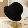 Wool Blended Bucket Hat Women's Autumn and Winter Thermal Basin Hat Knitted Big Face Small Face Hat Straight Bucket Hat Women