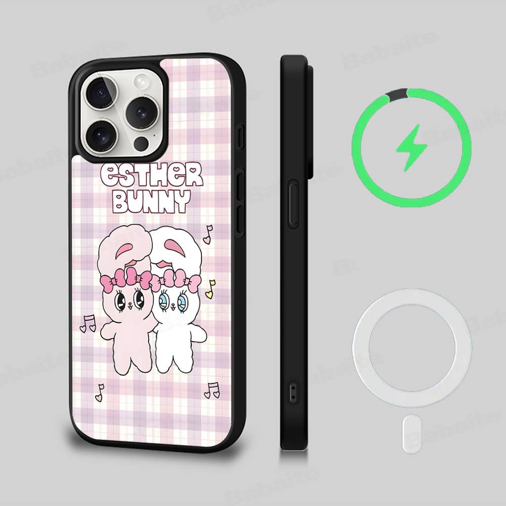 Cute Cartoon Esthers Bunny Magnetic Wireless Phone Case For IPhone 17 16 15 14 Plus 13 12 11 Pro Max
