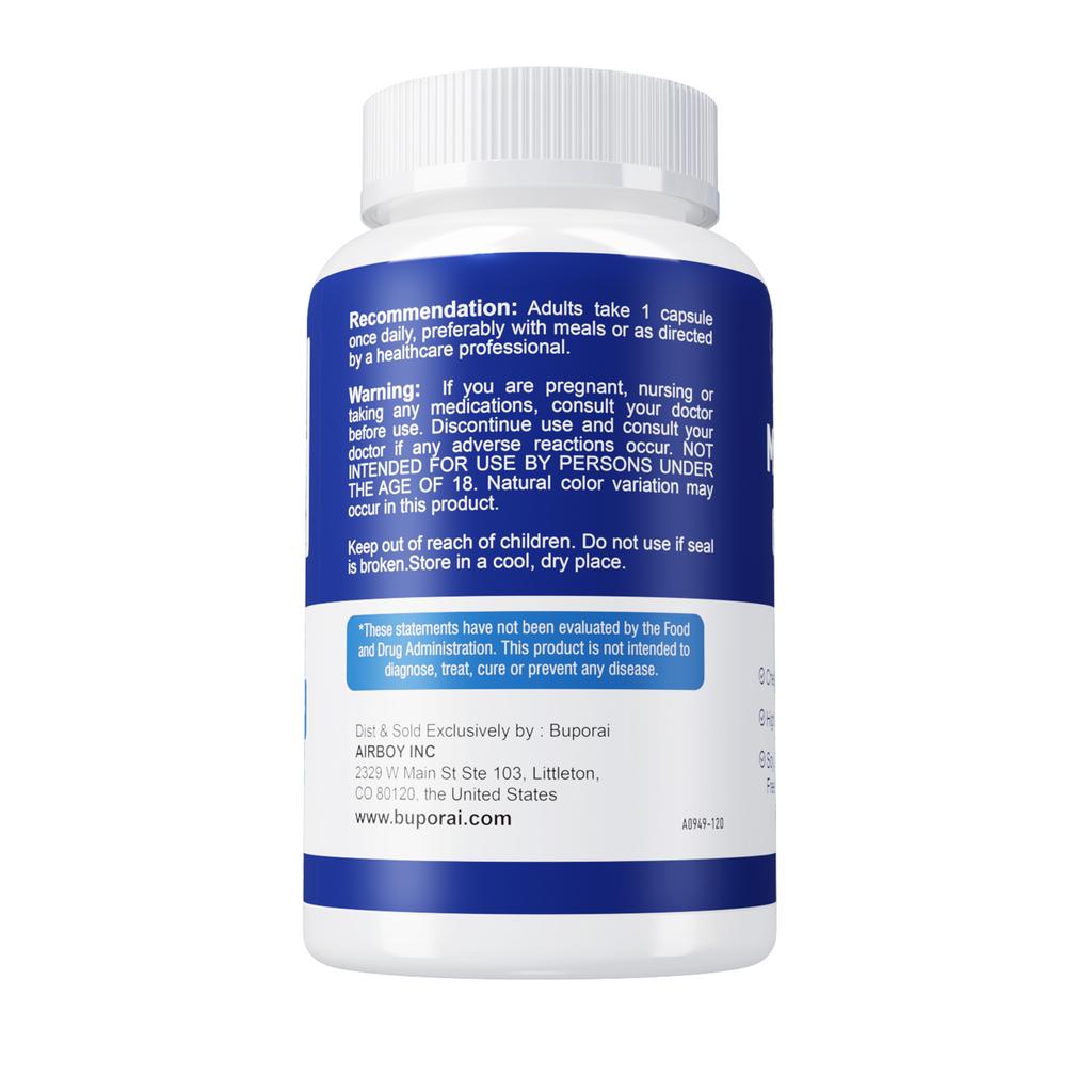 Magnesiumglycin-Kapseln, hoher Gehalt, 500 mg, Nahrungsergänzungsmittel, geeignet für Männer und Frauen.