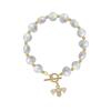 Freshwater Pearl Bee Bracelet: Elegant Light Luxury Versatile Bangle for Women.