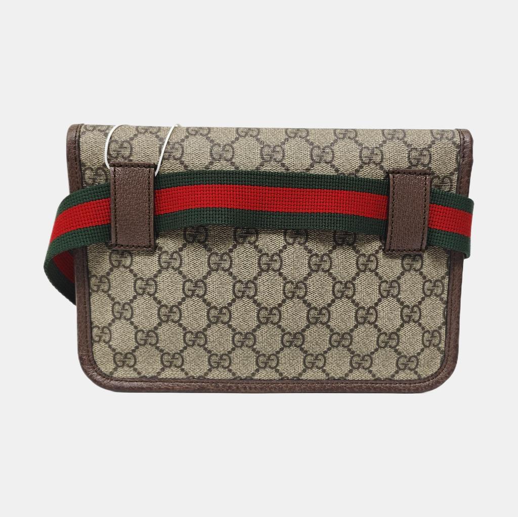[Pre-Owned] Neo Vintage Series Gold Foil Logo Monogram Tiger Head Decorative Striped Shoulder Strap Canvas And Leather Messenger B - Very Good #ZDNDW9
