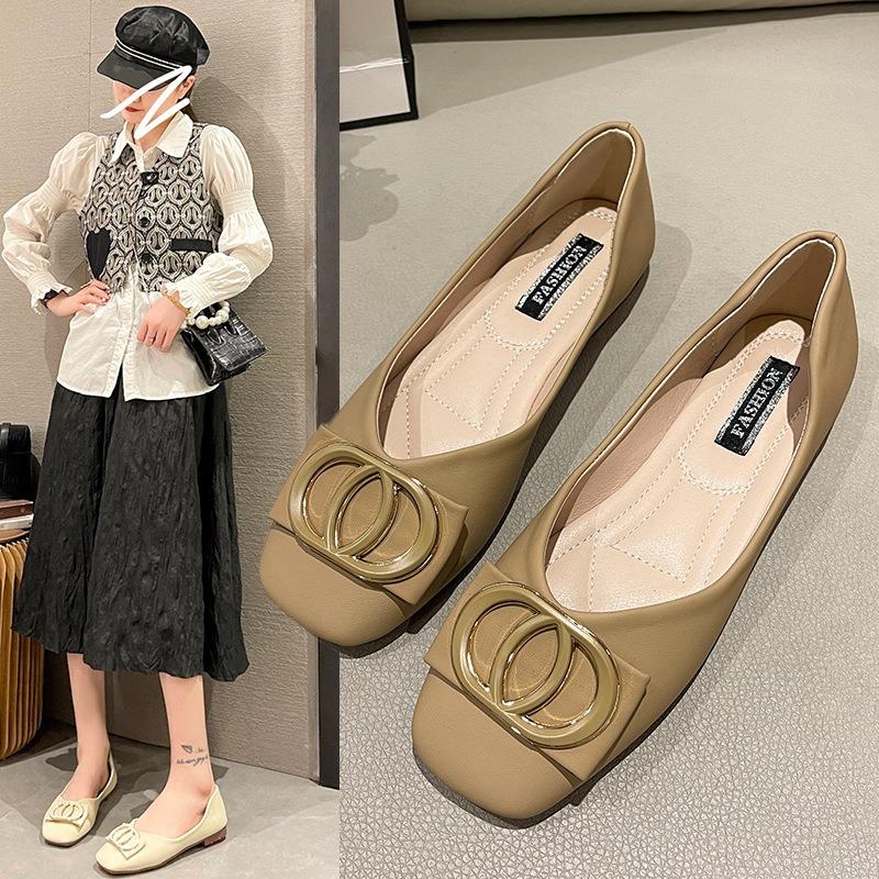 Spring and Autumn Soft-soled Single Shoes Women's Head Shallow Mouth One Pedal Doudou Shoes Women's Casual Women's Shoes