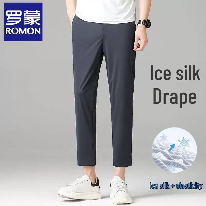 Romon Men s Ice Silk Straight Fit Casual Pants 34