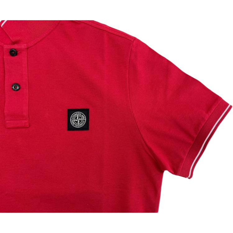 Stone Island Logo Pullover Short Sleeve Polo Shirt Men polo shirts Red 80152SC18-V0010