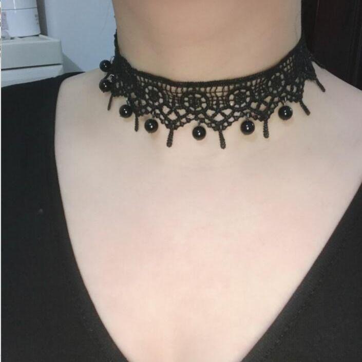 Handmade Black Lace Crystal Clavicle Necklace - European & American Popular Jewelry