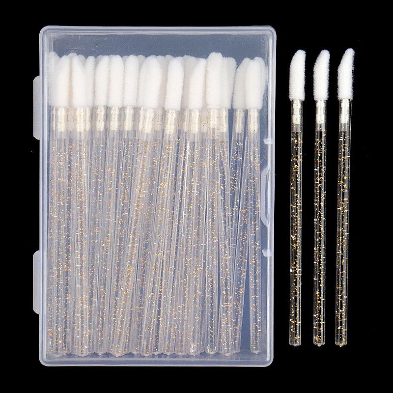 50 Stück Nylon Lippenpinsel Make-up Werkzeuge mit Kristallgriff