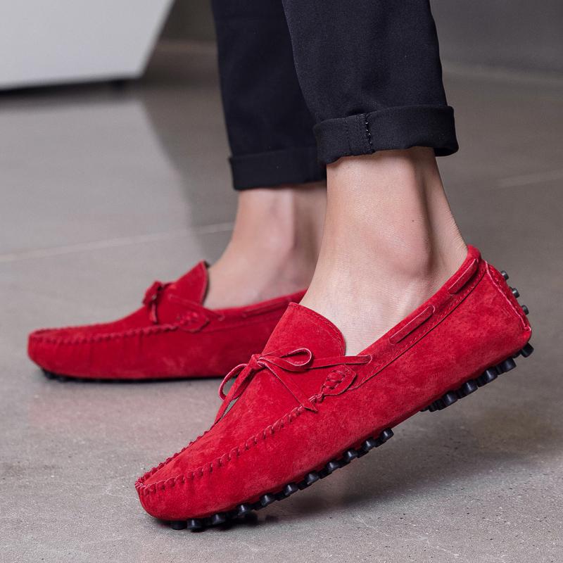 

Модная замшевая обувь мужская размер роскошные мужские лоферы мягкие мокасины мужские высококачественная обувь повседневные натуральные для вождения слипоны пенни весна 38 красный