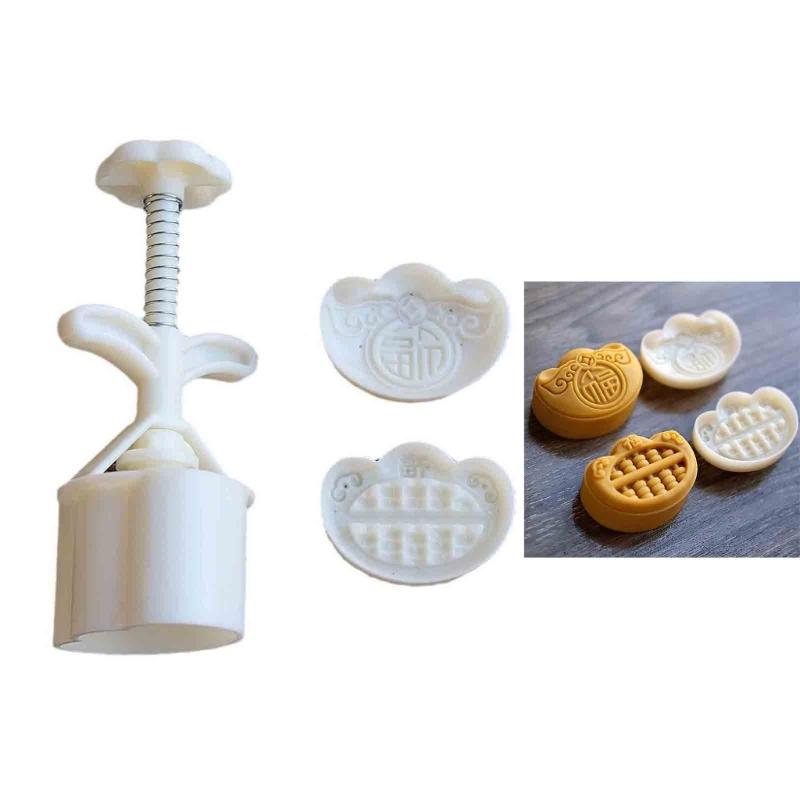 Gold Ingot Shape Mooncake Press Mold Cookie Stamps Chinese MidAutumn Moon Cake Makers Decoration Tool for DIY Cookie