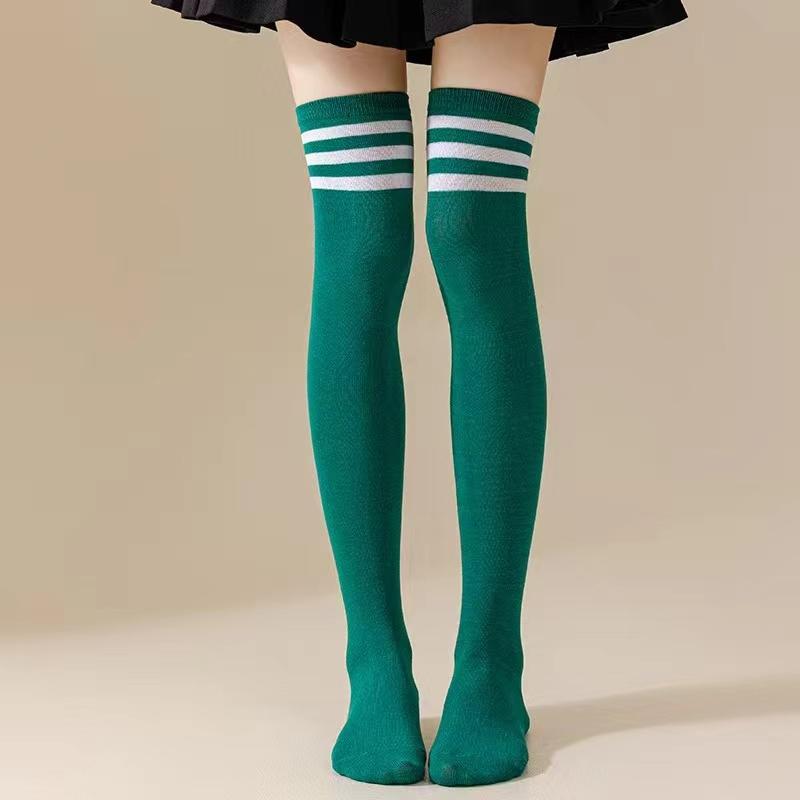 Thigh High Socks For Women Goth Cute Kawaii Striped Over The Knee Socks Cotton Long Tall Knee High Stockings