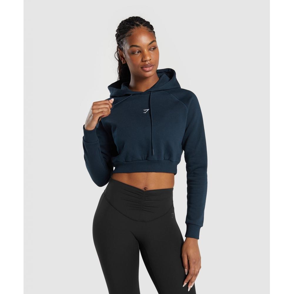 

GYMSHARK Training Флисовая укороченная толстовка Темно-синяя B7A7T UB9P