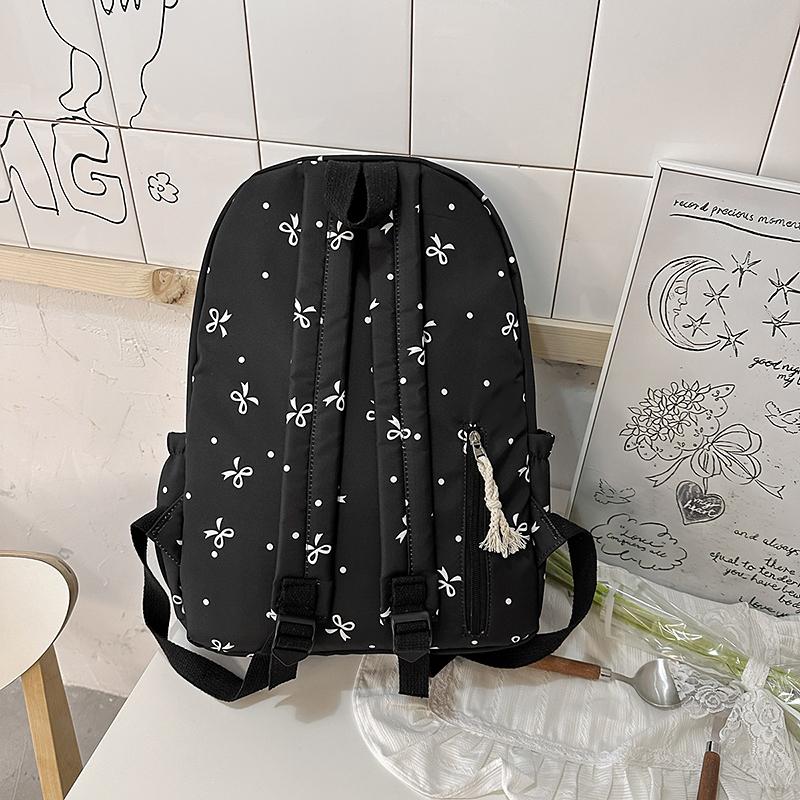 Schultasche für Studenten mit Schleifendruck, Rucksack mit großem Fassungsvermögen, Damen-Computerrucksack