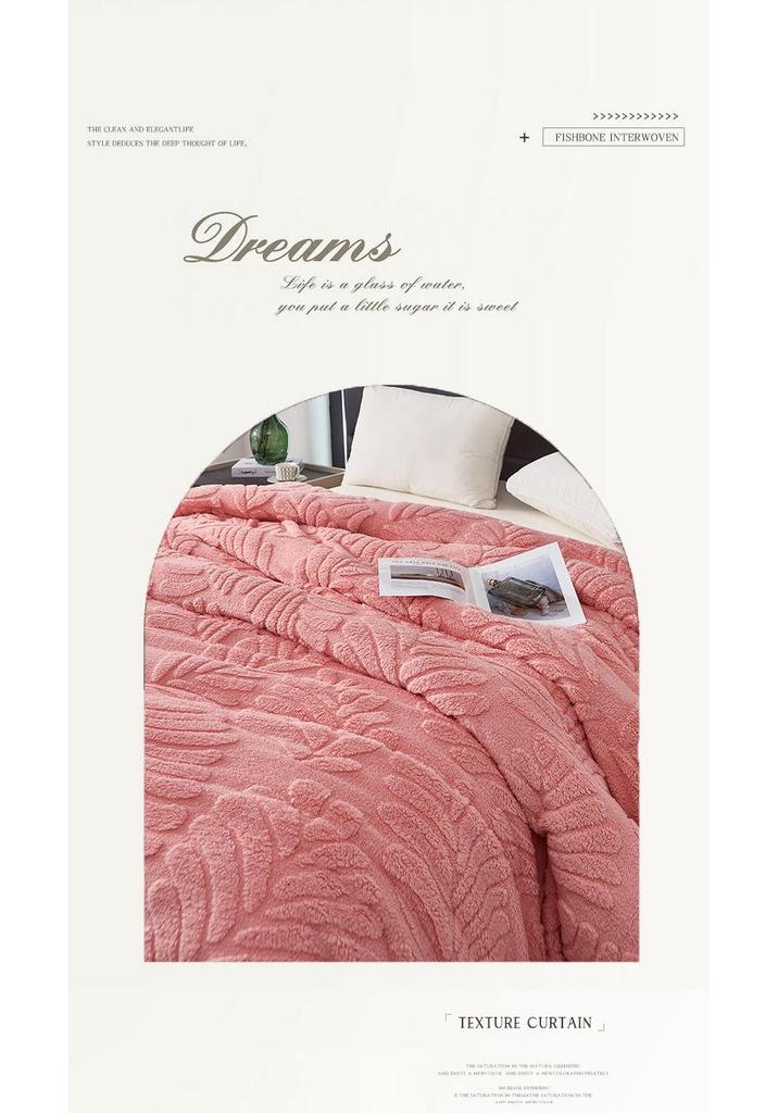 Multi-Functional Plush Jacquard Coral Fleece Blanket - Solid Color, Customizable for Office or Home Use