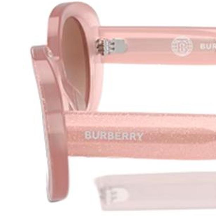 Burberry Temple Letter Logo Acetate Oval Sunglasses Kids Pink