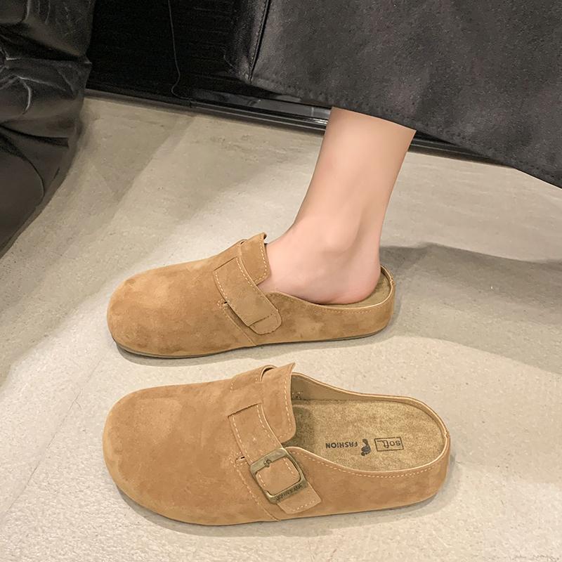 Petite Women's Vintage Half Slippers With Thick Sole And Rubber Outsole Spring Autumn New Arrival Bohemian Style Flat Form Sanda