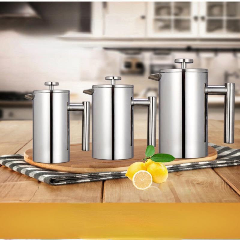 Double-Wall Insulated Coffee Maker French Press Stainless Steel Espresso Coffee Machine High Quality Coffee Tea Maker Pot