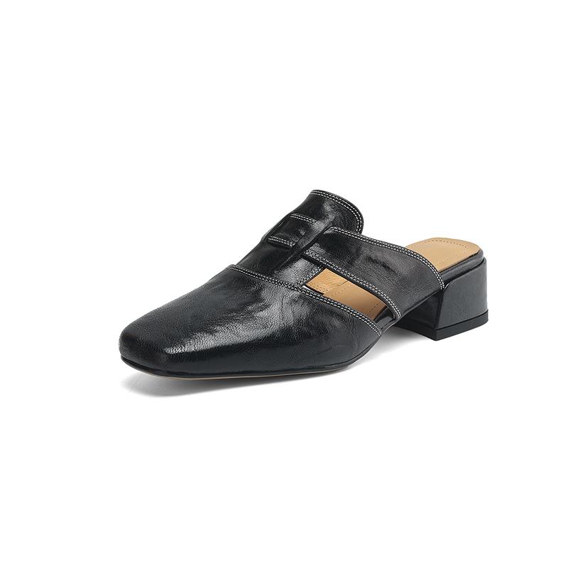 

Модные НОВЫЕ Летние Женские Мюли из Натуральной Кожи, Туфли для Женщин, Закрытый Носок, Массивный Каблук, Шлепанцы, Острый Носок, Слингбэк, Цветок, Черные Сандалии 34 чёрный