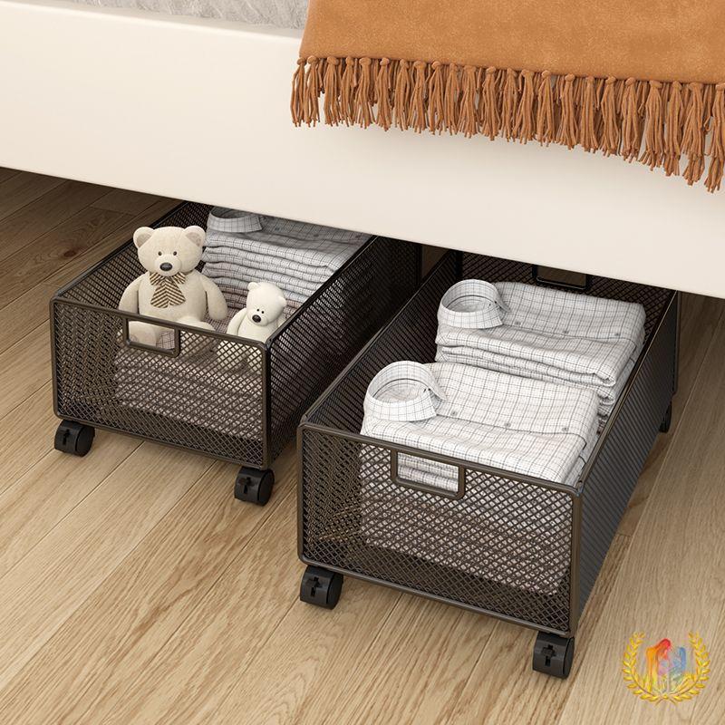 Flat Large Underbed Storage Box with Wheels - Drawer-Type Organizer for Clothes