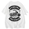 T-shirt d'été 2025 de marque de luxe avec imprimé graphique pour hommes et femmes, décontracté, à manches courtes, col rond, en coton, moto