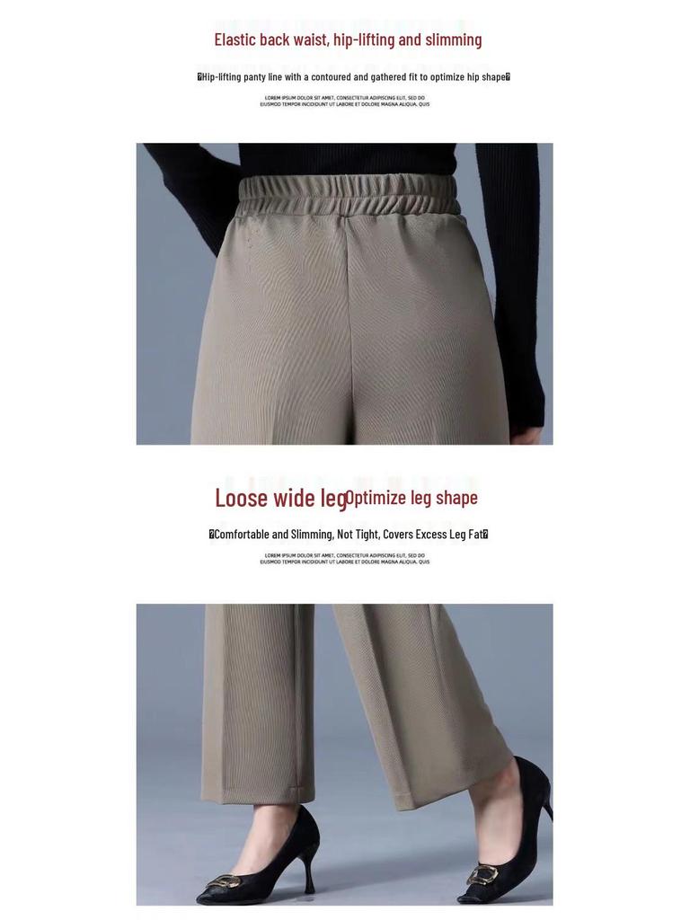 Elastic High-Waist Wide-Leg Pants for Middle-Aged and Elderly Women - Spring & Autumn Casual Plus Size