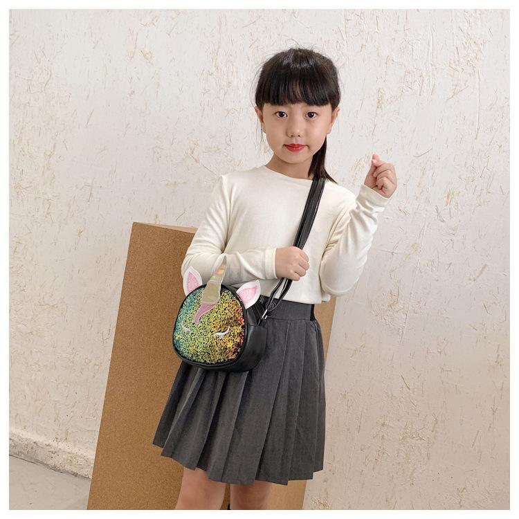 Iridescent Unicorn Cartoon Princess Crossbody Bag for Baby Girls