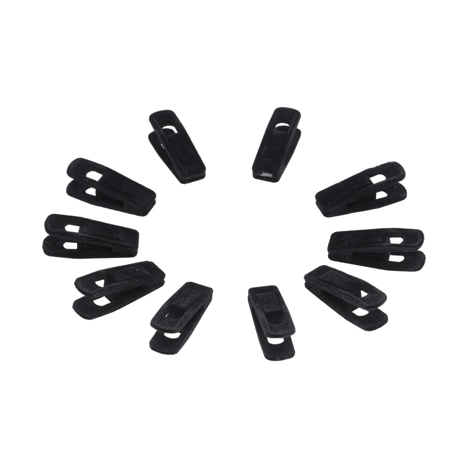 

10 шт. флокированные вешалки-клипсы нескользящие бархатные зажимы для брюк юбки делового костюма носков(черный ) чёрный