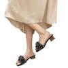 2025 new Internet celebrity thick heel cool slippers women wear summer fairy style fashion bow rhinestone slippers