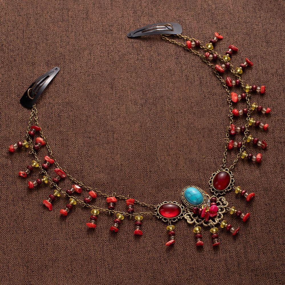 Vintage Festival Forehead Chain Multicolors Beads Beads Tassels Headbands  Hair Accessories