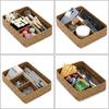 BTSKY Desk Drawer Organizer Tray, Coffee Station Organizer Tea Bag Organizer, Woven Seagrass Storage Basket with 4 Divided Sections Handwoven Wicker