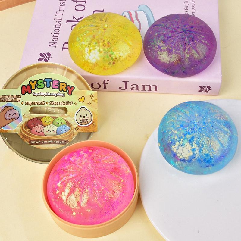 Sparkling Powder Giant Squishy Dumplings Stress Ball Stress Relieving Sensory Squeezing Toys Blind Box Toy Home Decoration