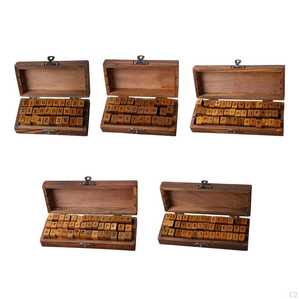 Rustic Wooden Rubber Stamps Alphabet Letter Card Kids Painting Symbol for Diary, Scrapbook, Writing,