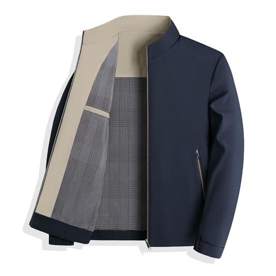 

Мужская куртка с воротником-стойкой, длинным рукавом, однотонная клетчатая подкладка, куртка, пальто, карманы, застежка-молния, повседневная верхняя одежда M