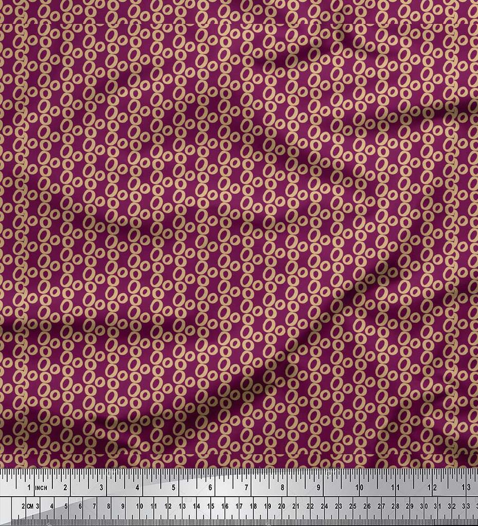 Soimoi Pink Japan Crepe Satin Fabric Small Circle Geometric Print Fabric by metre 42 Inch
