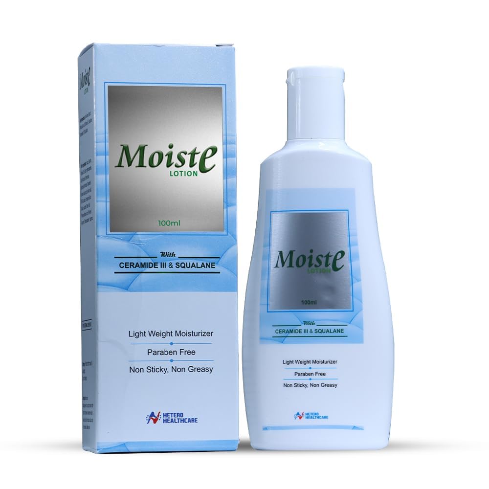Moiste Lightweight Moisturizer Lotion with Ceramide III & Squalane, Paraben Free, Non-Sticky, 100ml