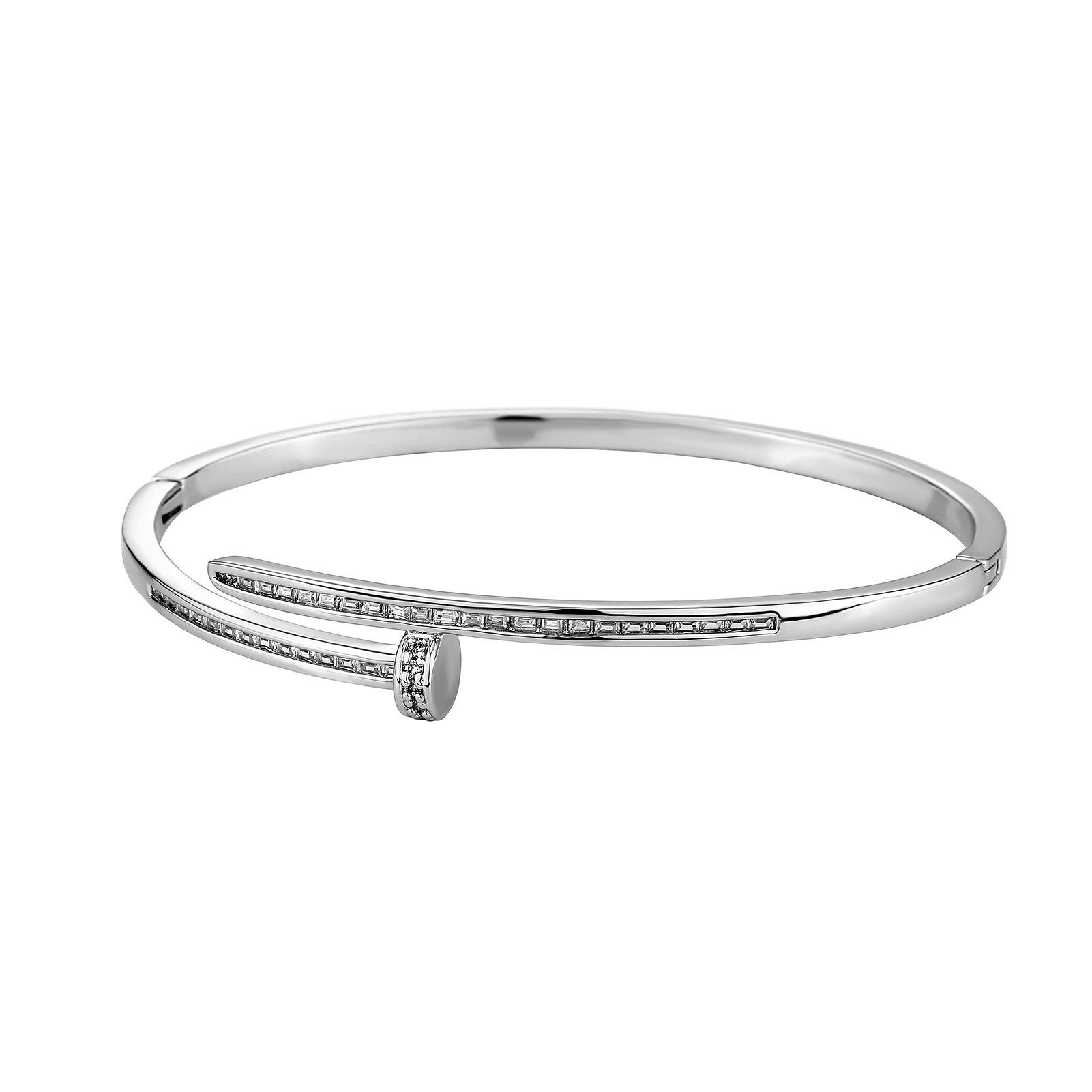 

Золотые серьги и браслеты в форме гвоздей с цирконами - Европейская и американская хип-хоп роскошная бижутерия, модный фаворит знаменитостей