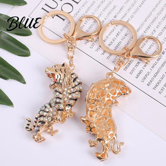 Multi-functional Keychain Pendant Sparkling Rhinestones Zodiac Tiger Shape Charm Key