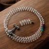 8-12mm White Crystal Buddhist Beads with Glass Rosary & Vajra Accessories.