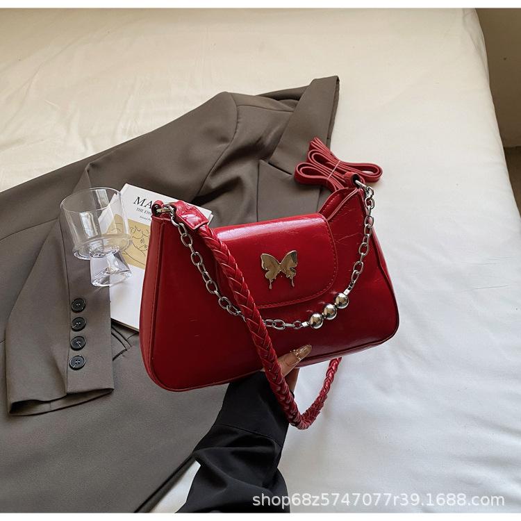 Fashion Chain Bag Women's 2025 New Korean Version Niche Design Commuter Bag Fashion Texture Butterfly Underarm Women's Bag